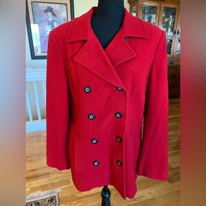 Kasper Women's Bold Red Pea Coat